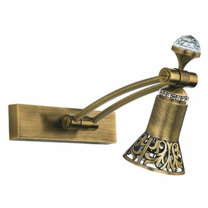 Casa Padrino lámpara de pared LED / lámpara de lectura de cristal barroco de lujo latón con pátina A. 20 cm