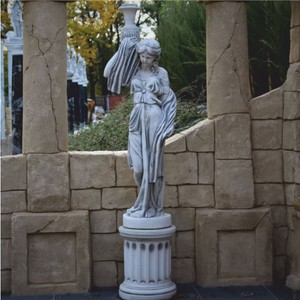 Casa Padrino escultura de jardín Art Nouveau mujer con jarrón en columna gris A. 244 cm
