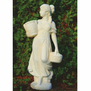 Casa Padrino Escultura de Decoración de Jardín Art Nouveau Mujer con Cestas Arena A. 110 cm
