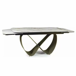 Casa Padrino table à manger de luxe blanc / ambre / laiton 160-240 cm - Extensible