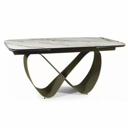 Casa Padrino table à manger de luxe blanc / ambre / laiton 160-240 cm - Extensible