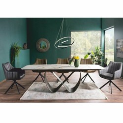 Casa Padrino table à manger de luxe blanc / ambre / laiton 160-240 cm - Extensible