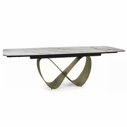 Casa Padrino table à manger de luxe blanc / ambre / laiton 160-240 cm - Extensible