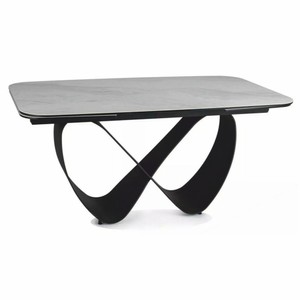 Casa Padrino Luxus Esstisch Matt Weiß / Matt Schwarz 160-240 cm - Ausziehbar