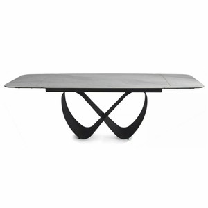 Casa Padrino Luxus Esstisch Matt Weiß / Matt Schwarz 160-240 cm - Ausziehbar