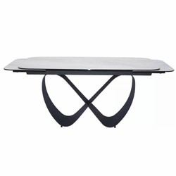 Casa Padrino Mesa de Comedor de Lujo Blanco Mate / Negro Mate 160-240 cm - Extensible