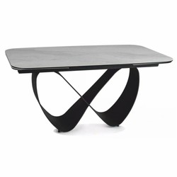 Casa Padrino Mesa de Comedor de Lujo Blanco Mate / Negro Mate 160-240 cm - Extensible