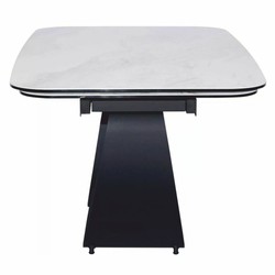 Casa Padrino Mesa de Comedor de Lujo Blanco Mate / Negro Mate 160-240 cm - Extensible