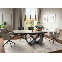 Casa Padrino Mesa de Comedor de Lujo Blanco Mate / Negro Mate 160-240 cm - Extensible