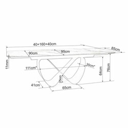 Casa Padrino Mesa de Comedor de Lujo Blanco Mate / Negro Mate 160-240 cm - Extensible