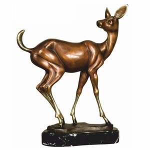 Luxus Bronze Deko Skulptur Figur Reh Bronze Gold Schwarz