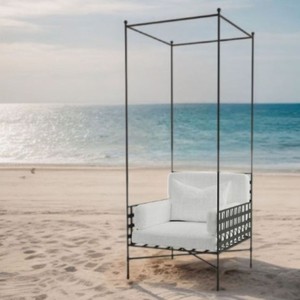Casa Padrino sillón de lujo de hierro forjado negro / gris A. 200 cm - Sillón para hotel y jardín