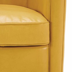 Casa Padrino fauteuil de salon de luxe en cuir véritable jaune / noir - Meubles en cuir