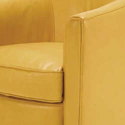 Casa Padrino fauteuil de salon de luxe en cuir véritable jaune / noir - Meubles en cuir