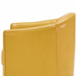 Casa Padrino fauteuil de salon de luxe en cuir véritable jaune / noir - Meubles en cuir