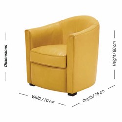 Casa Padrino fauteuil de salon de luxe en cuir véritable jaune / noir - Meubles en cuir