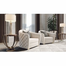 Casa Padrino fauteuil Chesterfield de luxe pour hôtel gris / or 114 cm - Fabriqué en Italie