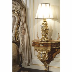 Casa Padrino lampe de table baroque de luxe or / argent / blanc H. 85 cm - Fabriquée en Italie