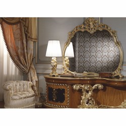 Casa Padrino lampe de table baroque de luxe or / argent / blanc H. 85 cm - Fabriquée en Italie