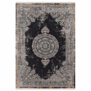 Casa Padrino Tappeto Barocco di Lusso in Viscosa Nero Vintage - Varie Misure