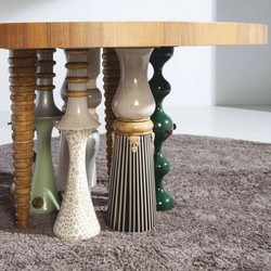 Casa Padrino Mesa de Comedor de Diseño de Lujo Marrón / Colorida Ø 148 cm - Muebles de Comedor