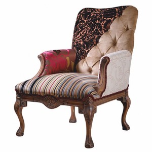Casa Padrino fauteuil baroque patchwork de luxe coloré / marron - Meubles de salon baroque