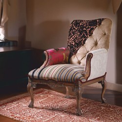 Casa Padrino fauteuil baroque patchwork de luxe coloré / marron - Meubles de salon baroque