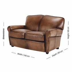 Casa Padrino sofá de lujo de cuero genuino marrón oscuro / negro 140 cm - Muebles de piel