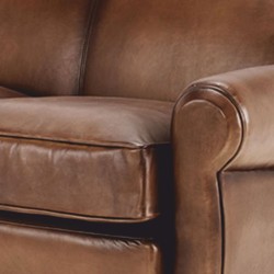 Casa Padrino sofá de lujo de cuero genuino marrón oscuro / negro 140 cm - Muebles de piel