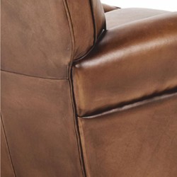Casa Padrino sofá de lujo de cuero genuino marrón oscuro / negro 140 cm - Muebles de piel