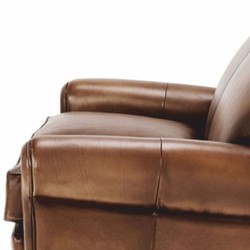 Casa Padrino sofá de lujo de cuero genuino marrón oscuro / negro 140 cm - Muebles de piel