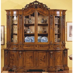 Prunkvolle Luxus Barock Massivholz Vitrine Braun