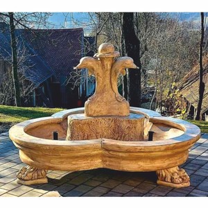 Casa Padrino fuente barroco delfines beige Ø 185 x Al. 130 cm - Magnífica fuente de jardín