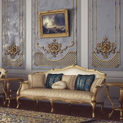Casa Padrino Luxury Baroque Sofa Cream / Gold 212 cm - Baroque Hotel Furniture