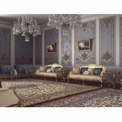 Casa Padrino Luxury Baroque Sofa Cream / Gold 212 cm - Baroque Hotel Furniture