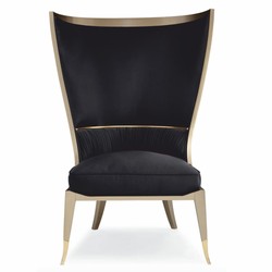 Casa Padrino fauteuil à oreilles Art Déco de luxe noir / beige / or H. 123 cm - Meubles d'hôtel