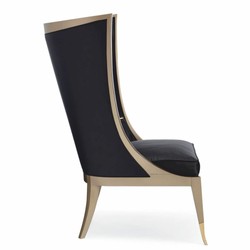 Casa Padrino fauteuil à oreilles Art Déco de luxe noir / beige / or H. 123 cm - Meubles d'hôtel