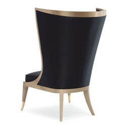 Casa Padrino fauteuil à oreilles Art Déco de luxe noir / beige / or H. 123 cm - Meubles d'hôtel