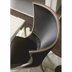 Casa Padrino fauteuil à oreilles Art Déco de luxe noir / beige / or H. 123 cm - Meubles d'hôtel