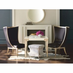 Casa Padrino fauteuil à oreilles Art Déco de luxe noir / beige / or H. 123 cm - Meubles d'hôtel