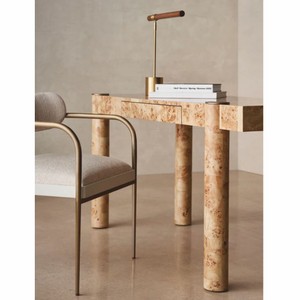 Casa Padrino Luxus Schreibtisch mit Schublade Vogelaugenahorn 155 cm - Büro Möbel