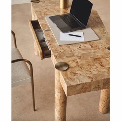 Casa Padrino Luxury Desk with Drawer Bird's Eye Maple 155 cm - Office Furniture