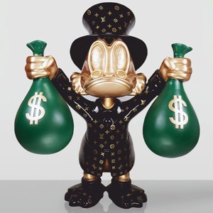 Deko Figur Skulptur Ente Schwarz Gold Grün
