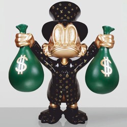 Deko Figur Skulptur Ente Schwarz Gold Grün