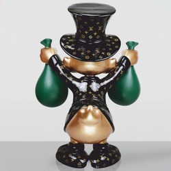 Deko Figur Skulptur Ente Schwarz Gold Grün