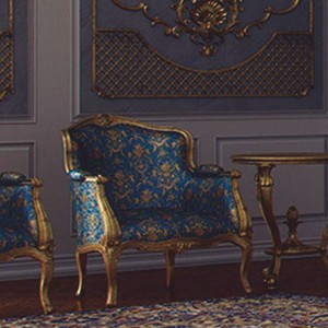 Casa Padrino fauteuil baroque de luxe de hôtel et salon bleu / or - Fabriqué en Italie
