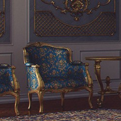Casa Padrino fauteuil baroque de luxe de hôtel et salon bleu / or - Fabriqué en Italie