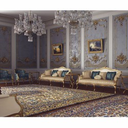 Casa Padrino fauteuil baroque de luxe de hôtel et salon bleu / or - Fabriqué en Italie