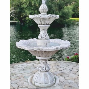 Casa Padrino fuente barroco gris Ø 82 x Al. 120 cm - Fuente decorativa de jardín barroco