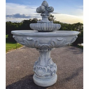 Casa Padrino fuente barroco lily gris Ø 108 x Al. 136 cm - Fuente decorativa de jardín barroco